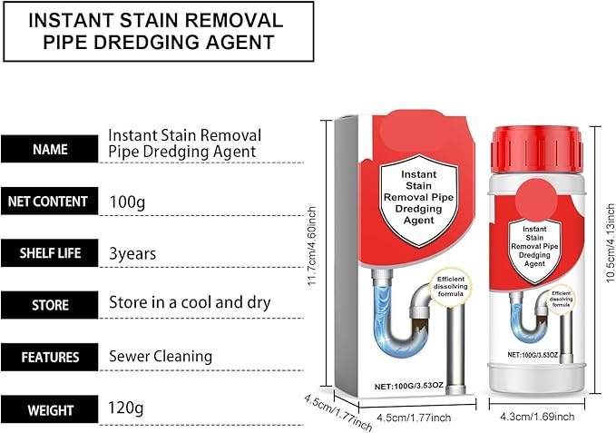 Drain Cleaner for Kitchen and Bathroom - Dissolve Hair Grease and Clogs - Unclog Sinks Showers and Drains - Easy-to-Use Formula(3PCS)