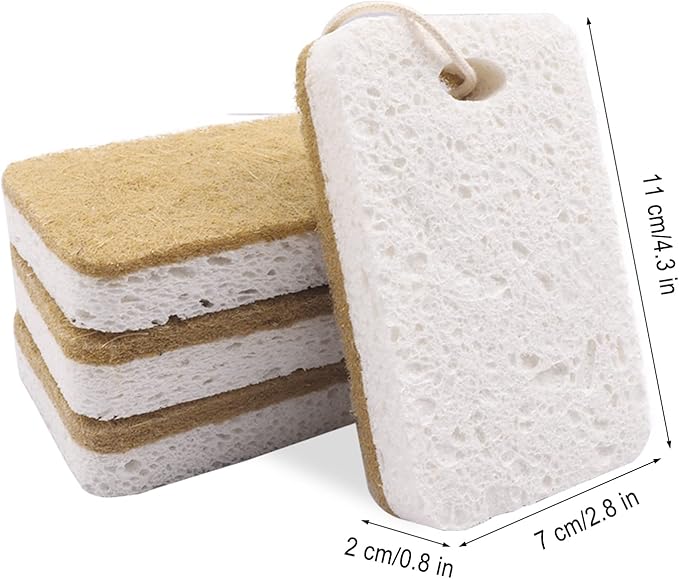Natural Sponge Sponges Individually Wrapped Non Scratch Kitchen Cleaning Sponge Scouring Pad Cellulose Coconut Scrubbing Sponge for Washing Dishes (Pack of 1000 - Yellow)