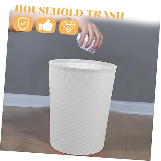 8L White Household Trash Can 2-Piece PP Plastic Wastebasket Simple Design for Kitchen Bathroom Office Large Capacity