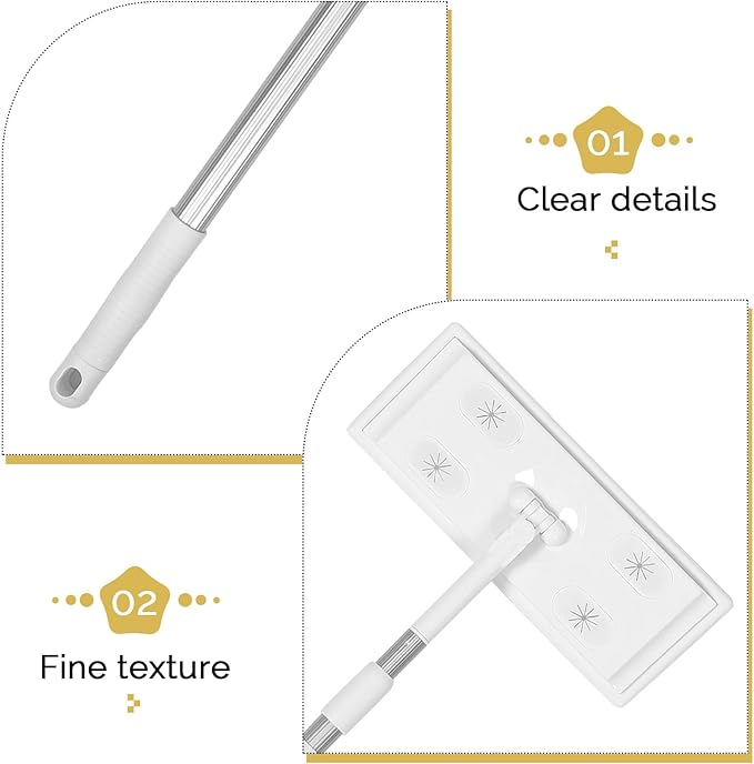 Electrostatic Dust Removal Mop 3-Section Telescopic Rod Thread Flat Mop for Floor Cleaning Home Dust Collector Tool Suitable for Dry Mopping and Household Use