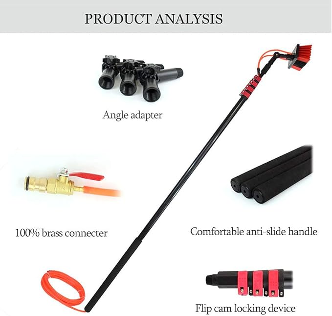3.6M 5.4M 6M 7.2M 9M 11M Window Cleaning Pole Water Fed Telescopic Brush Extension Rod Cleaning Equipment for Photovoltaic Panel Cleaning Trucks Windows