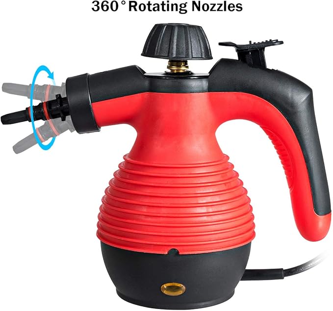 GOFLAME Steam Cleaner 1050W Handheld Multi-Purpose Powerful Steam Sanitizer Steamer Steam Iron Remove Stains/Grease from Bathroom Kitchen (Red)