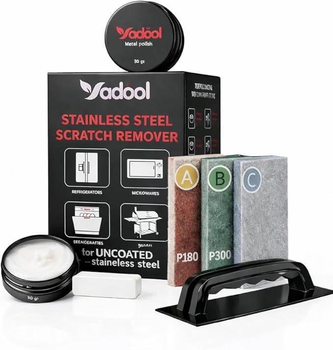Stainless Steel BBQ Grill Scratch Remover Kit for Non-Coated Stainless Steel Surfaces Removes Scratches Scuffs Abrasions Restores Brushed Finish DIY Repair Solution