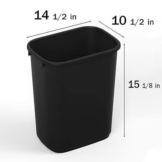 28 Qt. / 7 Gallon Black Rectangular Wastebasket Trash Can