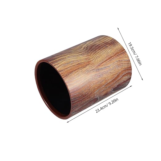 PRETYZOOM Retro Wood Grain Trash Can Lidless Round Wastebasket for Home Office Bedroom Open Top Farmhouse Style Bin for Dorm and Kitchen
