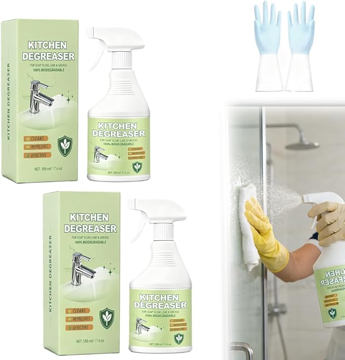 Hard Water Stain Remover Shower Glass Cleaner Soap Scum Remover Reduces Buildup Calcium Limescale and soap scum Shower Cleaner for Shower Glass Toilet Tub Sink (2pcs)