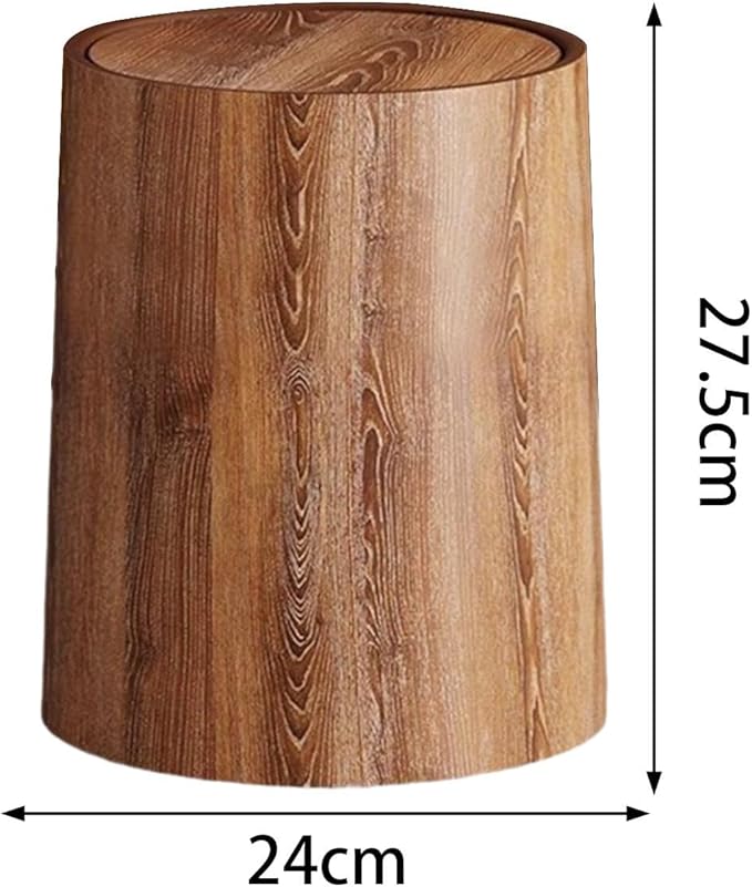 Trash Bin Wood Grain Trash Can Modern Paper Basket Waste Bin Garbage Container Waste Basket for Living Room Kitchen S