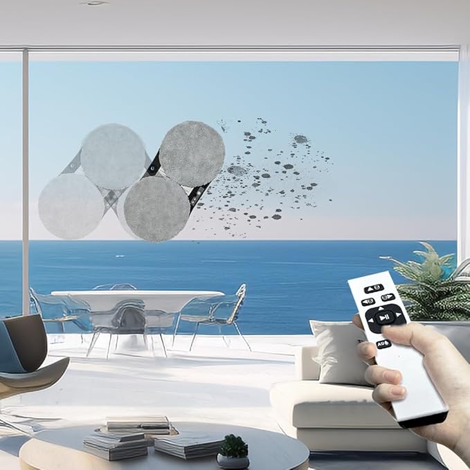 Robot Glass Cleaner Remote Control Robot Window Washer Automatic Double Spray Trajectory Planning Suction 5600 Pa Remote Control for All Smooth Surfaces