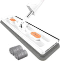 2024 New Large Flat Mop for Wet and Dry Use 54 Adjustable Stainless Steel Long Handle with 2 Washable Microfiber Pads 360 Rotating Dust Mop 12027(White)