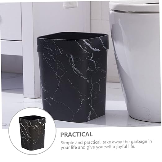 TOYANDONA Square Marble Trash Can Lidless Wastebasket for Kitchen Bathroom and Office Garbage Container Opening Stylish Home and Office Decor