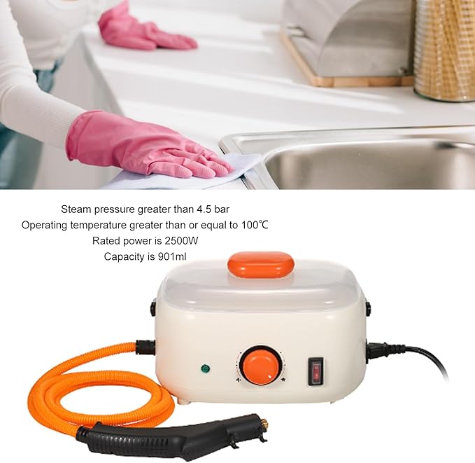 2500W Handheld Steam Cleaner High Pressure Large Capacity 901ml Safety Features Versatile Brushes for Kitchen Car Bathroom Heavy Duty Cleaning