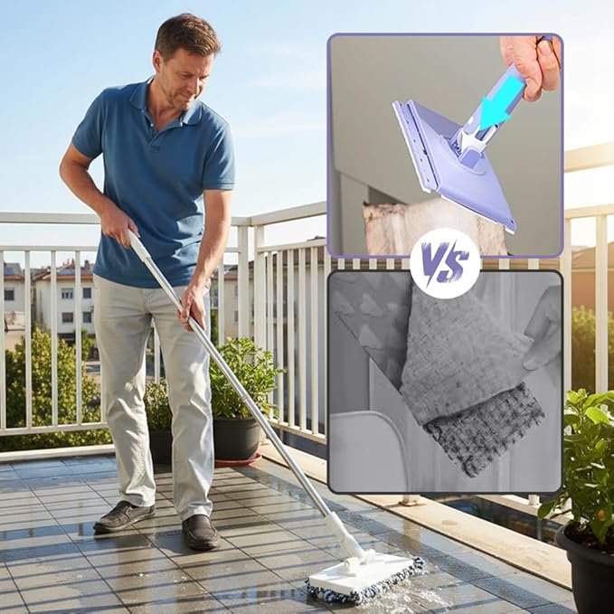 2026 Snap Grip Mini Mop Upgraded with 10 Pads| Zero Touch Hands-Free Cleaning Mop|27.5” &amp 36.5” Adjustable Handle Flat Dust Mop for BathroomCornersWindows|No Wash Wet &amp Dry Use (27.5”Purple