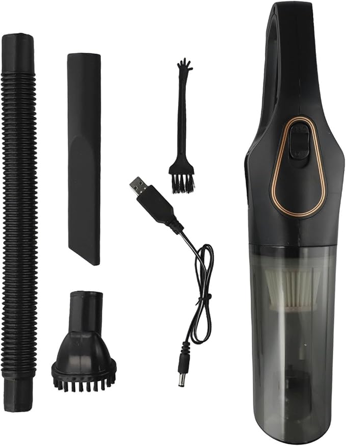 Cordless Vacuum Cleaner with Powerful Suction Motor Lightweight Design USB Charging for Multi for Surface Floor Carpet Dust Deep Clean(B-Black)