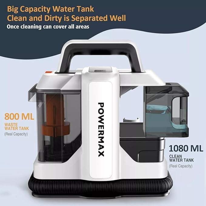 Portable Carpet and Upholstery Cleaner Machine for Home Use - 110V Automatic Spray &amp Suction Lightweight Design