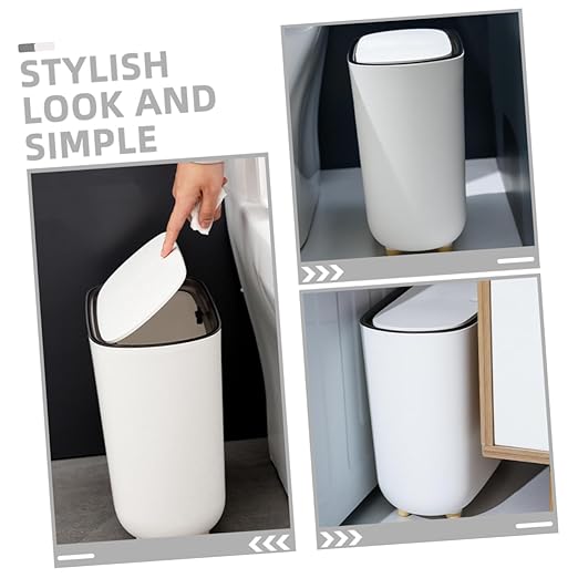 Zerodeko Plastic Bathroom Trash Can with Press Lid Multi Function Garbage Bin for Kitchen Living Room and Office Waste Basket for Indoor and Outdoor Use Capacity