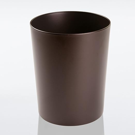 mDesign Round Metal Small 1.7 Gallon Recycle Trash Can Wastebasket Garbage Container Bin for Bathrooms Kitchen Bedroom Home Office - Durable Stainless Steel - Mirri Collection - Bronze