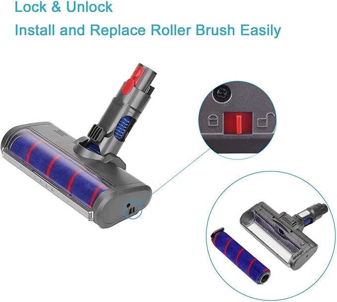 BeNtli Wireless Vacuum Cleaner Quick Release Electric Brush Head Attachment Soft Clean Soft Roller Brush HeadCompatible for Dyson V11 V10 V8 V7 (Color : for V7 V8)