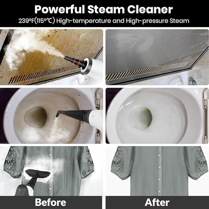 Pressure Handheld Steam Cleaner by 9-in-1 Steam Cleaning Machine for Home Car Tile Grout Upholstery and Multi-Surface.