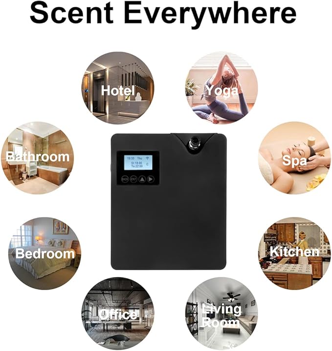 Smart Scent Air Machine with Professional Cold-Air Diffusion Technology for Home Waterless Essential Oil Diffuser 300ml HVAC Oils Large Room Business Office Spa Room (Black)