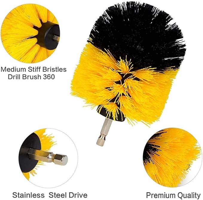 Electric Drillbrush Nylon Round Cleaning Brush Compatible with Bathtub Carpet Glass Tires Toilet Floors Rust Remover Cleaner Kit 22pcs(Red 5pcs)