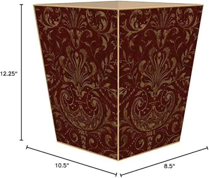 Marye-Kelley WB878 - Burgubdy Damask Wastepaper Basket