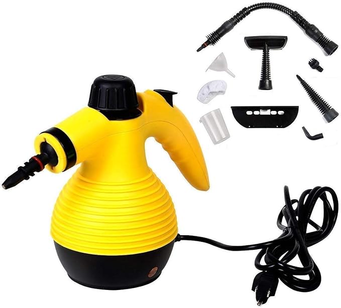 GOFLAME Steam Cleaner 1050W Handheld Multi-Purpose Powerful Steam Sanitizer Steamer Steam Iron Remove Stains/Grease from Bathroom Kitchen (Yellow)
