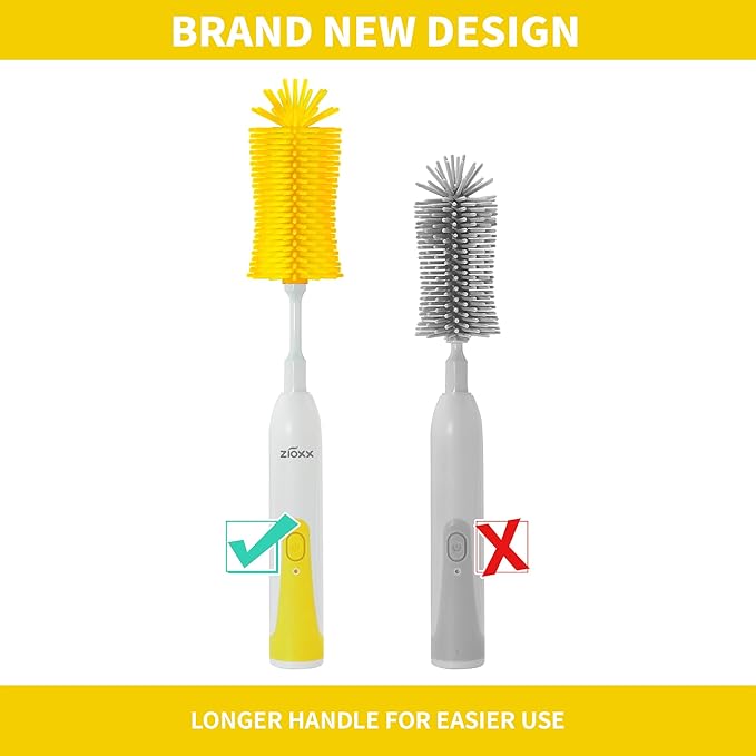 Electric Bottle Brush Cleaner Portable Electric Baby Bottle Brush Cleaner for Travel Rechargable Travel Bottle Cleaner Kit with Nipple &amp Straw Brush Perfect Mom Essentials After Birth Gift Yel