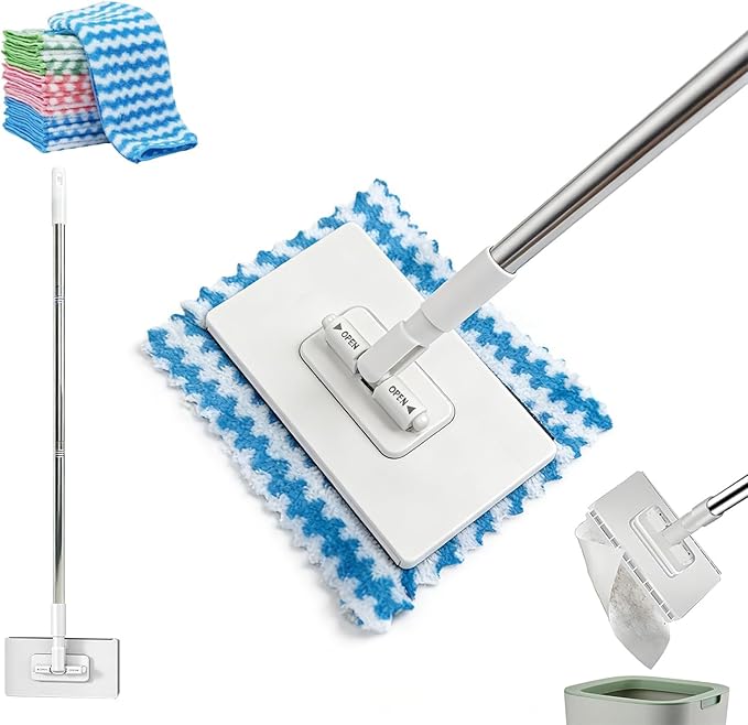 Snap Grip Mini Mop2026 Upgraded Zero Touch Snap Grip Mini MopCloth Changing MiniMopAutomatic Hands Free Push Pull HandleIncludes 1 MiniMop &amp 5 Reusable Cloths