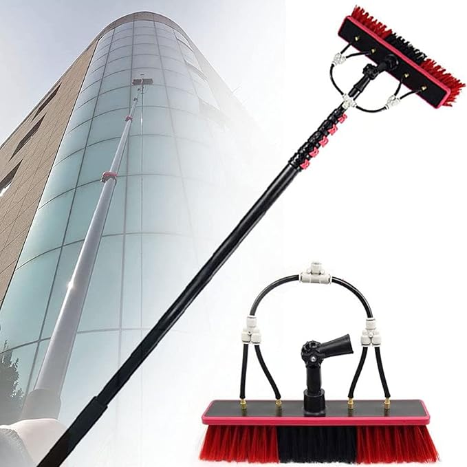 Water Fed Pole Telescopic Outdoor Window Cleaner Conservatory Roof Cleaner/Water Fed Extendable Brush/Window Clean Kit Roof Cleaning Tools with 20m Water Supply Hose18FT/5.4M
