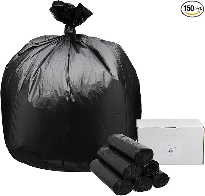 45 Gallon Garbage Trash Bag 40X48 Black 150 Count Can Liner Bulk 40 Gallon 41 Gallon 42 Gallon 44 Gallon Made in USA