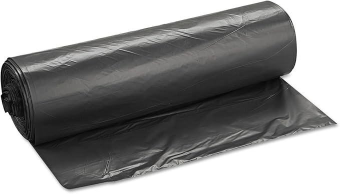 Inteplast Group VALH4348K22 46 Length x 43 Width x 19 Mic Thickness Black Color HDPE Commercial Coreless Valu-Plus Institutional Trash Can Liner (Case of 6 Roll 25 Bags per Roll)