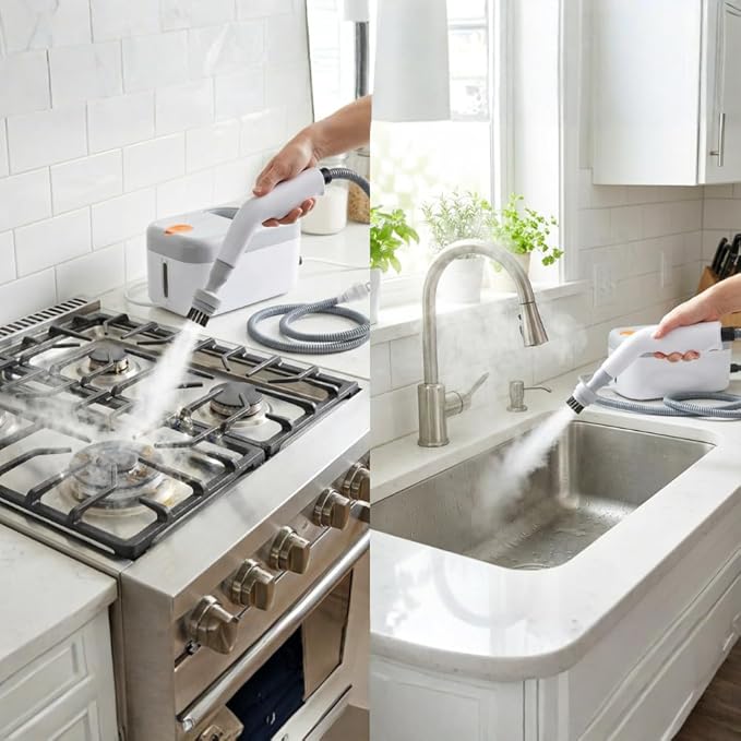 Handheld Steam Cleaner1200W High-Pressure Steam Cleaner with 850ml Large Tank 9-Piece Accessory Set for Home Use 20s Fast Heating Perfect for Cleaning Kitchen Bathroom Furniture and Tile Grout