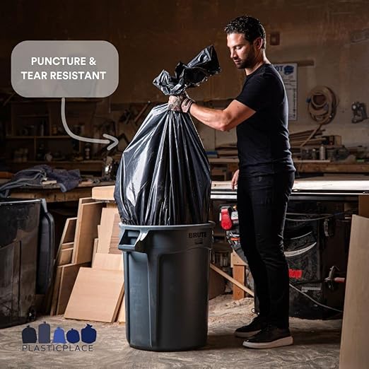 Plasticplace 65 Gallon Trash Bags â”‚ 2.7 Mil â”‚ Black Heavy Duty Garbage Can Liners â”‚100 Count (Pack of 1)