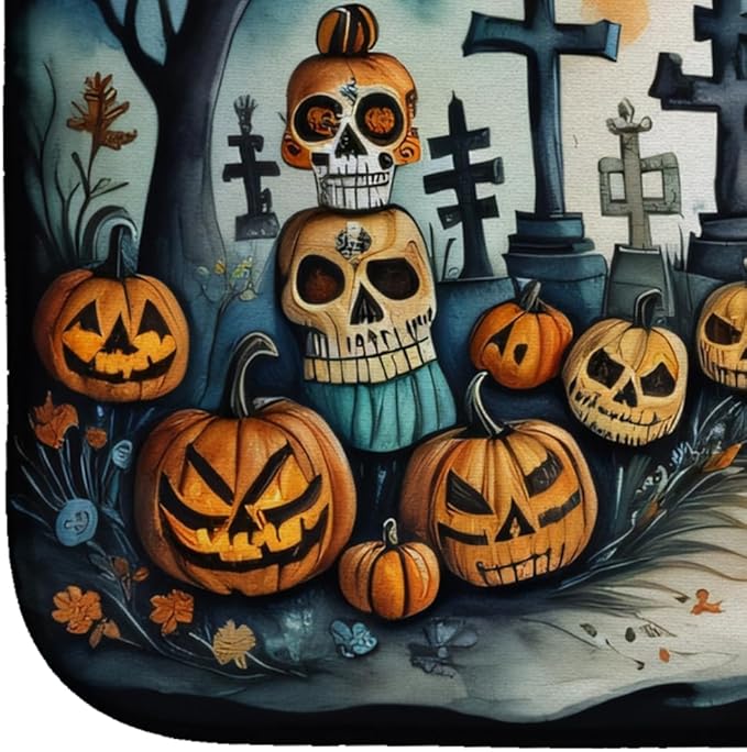 Caroline's Treasures DAC2238DDM Day of the Dead Spooky Halloween Dish Drying Mat Absorbent Dish Drying Mat Pad for Kitchen Counter Dish Drainer Mat for Countertop 14 x 21 Multicolor