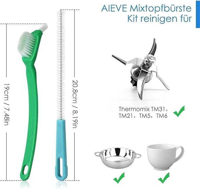 Blade Knife Cleaner Bowl Pot Washing Tool Cleaning Scrubbing Brush Ideal for Thermomix TM5 TM6 TM31 Food Mixer Monsieur Cuisine(Bowl cleaning brush)