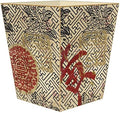 Marye-Kelley- Asian Fret Wastepaper Basket Wastebasket Decoupage Wood Decorative Wastebasket for Kitchen Bathroom Bedroom Living Room Handmade Made in The USA