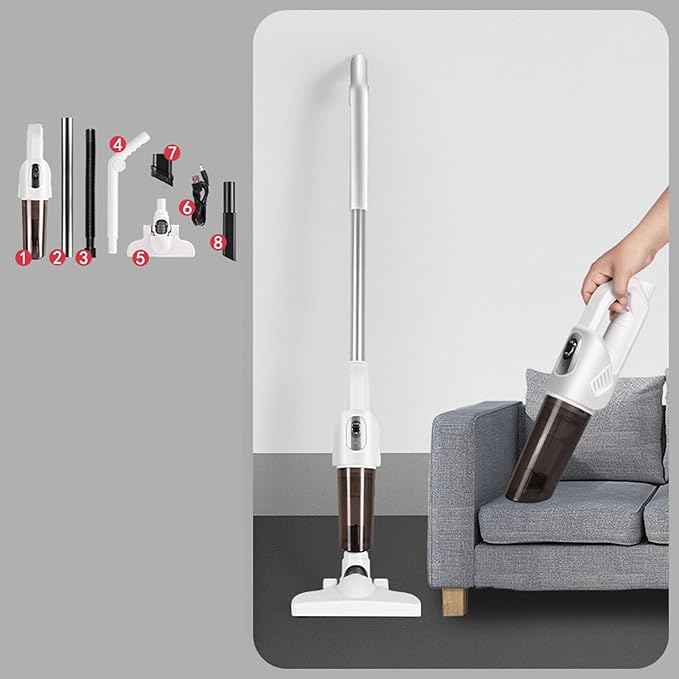 Cordless Vacuum Cleaner 20000Pa Powerful Suction Stick Vacuum for Carpet Pet Hair Hardwood Floors with Crevice Nozzle and Hose