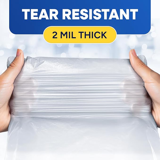 40-45 Gallon Trash Bags Heavy Duty 2 Mil Fit Rubbermaid Brute Rollout Round and Square 32-44 gal Trash Cans 40 x 46 Trash Liners Clear Pack of 100