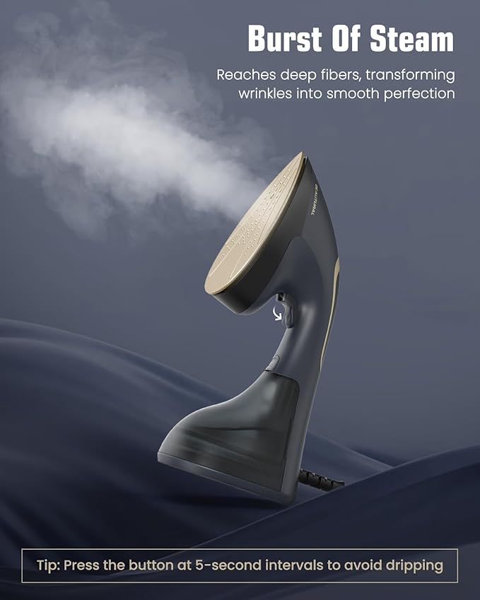 BEAUTURAL Steamer for Clothes 2-in-1 Steam &amp Iron 1200W Handheld Powerful Garment Fabric Wrinkle Remover with Burst Steam Ceramic Heating Plate 30-Second Fast Heat-up Auto-Off (Only for 120V)