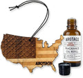 Arotags Reusable Wood Car Air Freshener Cool Breeze Scent USA Flag Design Hanging Diffuser with Fragrance Oil Refill