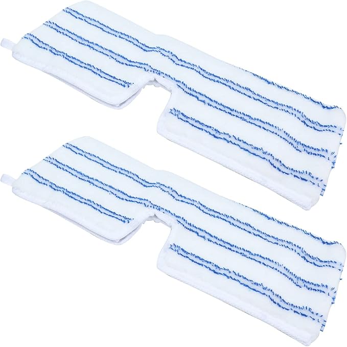 2 Pack Microfiber Mop Replacement Heads Compatible with O-Cedar Dual Action Flat Mop for Dry/Wet Use Machine Washable Reusable Flip Mop Refills All Surface Cleaning(Blue White Stripe)