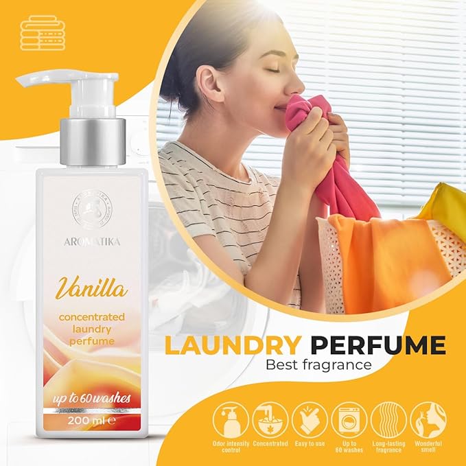 Concentrated Laundry Perfume Vanilla 200ml - Liquid Laundry Fragrance - Laundry Scent Booster - Linen Freshener - Washing Fragrance - Sweet and Long Lasting Scent