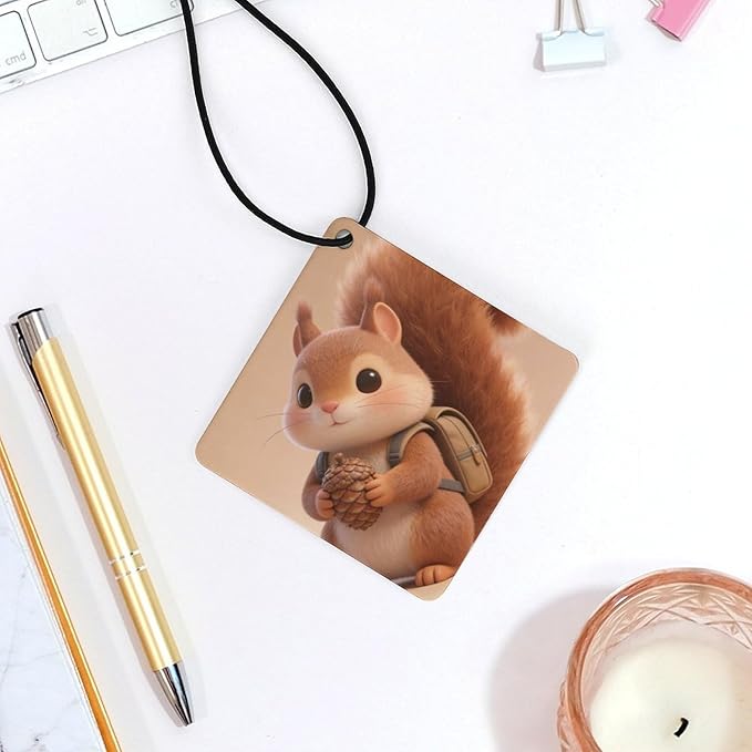 5PCS Car Air Freshener Hanging Personalized Double Sided Squirrel Small Backpack Car Fresheners Long Lasting New Cars Scents Cute Automotive Freshies for Closets Drawers (tea)