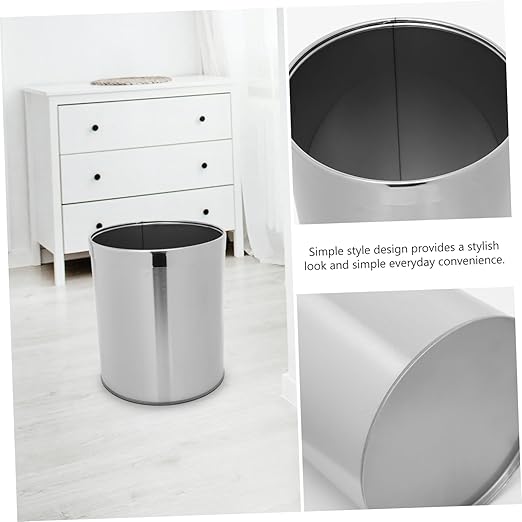 Garneck Bathroom Trash Cans Small Stainless Steel Waste Basket Office Bedroom Garbage Can Kitchen Waste Bin