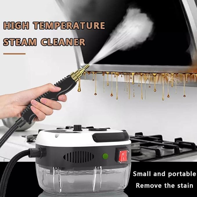 High Pressure Steam CleanerPortable Handheld High Temperature Steam Cleaner for Household Car Decoration Kitchen Bathroom Furniture with 3 BrushWhite