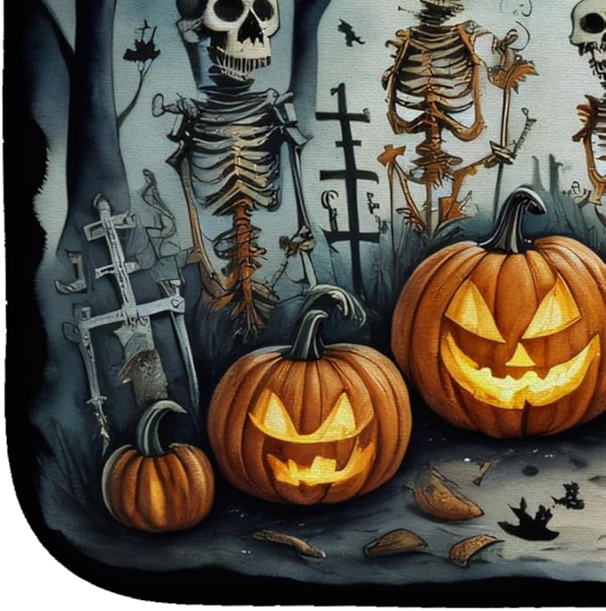 Caroline's Treasures DAC2272DDM Skeleton Spooky Halloween Dish Drying Mat Absorbent Dish Drying Mat Pad for Kitchen Counter Dish Drainer Mat for Countertop 14 x 21 Multicolor