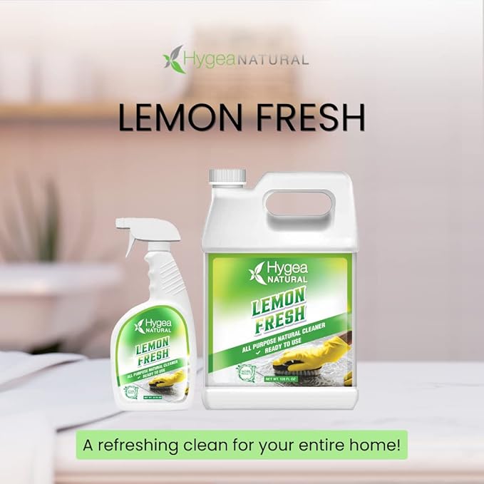 Hygea Natural Tough Action Tile &amp Grout Deep Cleaning Concentrate 128oz + Lemon Fresh All Purpose Cleaner &amp Degreaser Concentrate 128oz Bundle - Removes dirt &amp scum without harsh chemicals