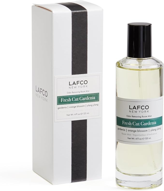 LAFCO New York Odor Removing Room Mist Fresh Cut Gardenia - 4 oz - Eliminates Unpleasant Scents &amp Provides Luxurious Fragrance - Up to 750 Pump Sprays Per Bottle - Made in the USA