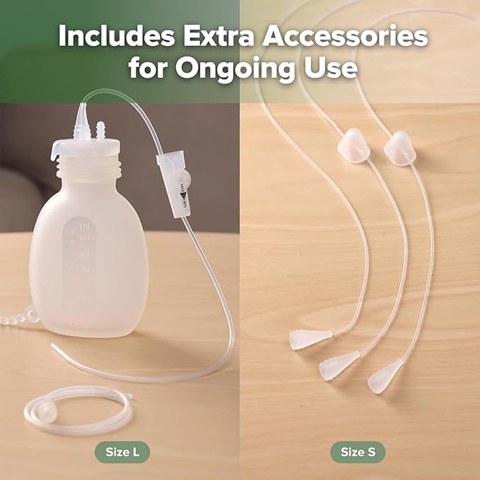 Haakaa Silicone Cleaning Brush&amphaakaa Supplemental Feeding Tube &amp Pouch Set Baby Supplemental Nursing System SNS Breastfeeding System