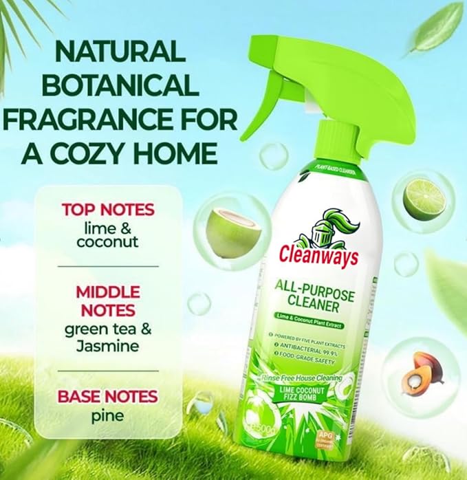 Cleanways All Purpose Cleaner 500ml Cleanways Power Cleaner All-Purpose Plant-Based Cleaner Deep Clean Spray Quick-Easy Stain Removal